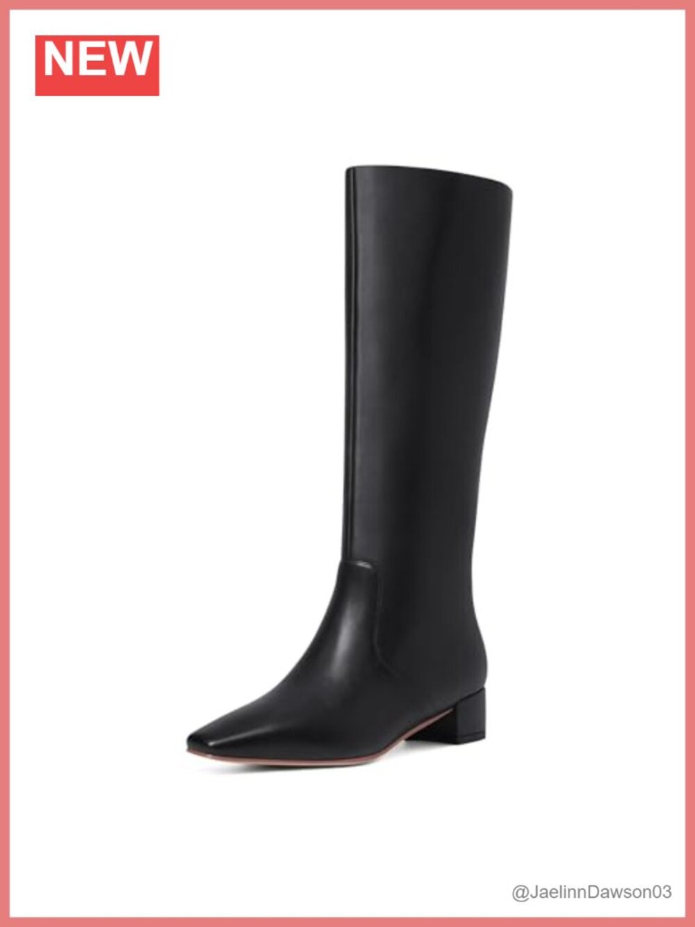 Knee High Boots Women Square Toe Chunky Low Block Heel PU Tall Pull-On